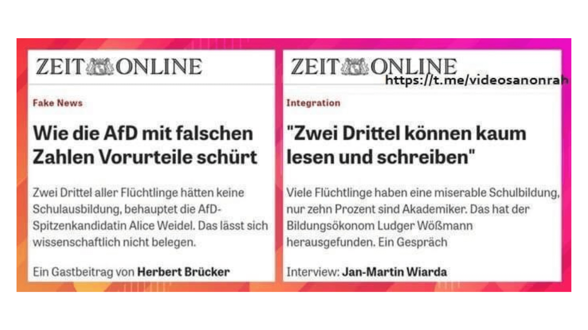 Dieses Bild zweier Artikel von Zeit Online soll zeigen, dass sich die Nachrichtenseite widerspricht - das stimmt aber nicht. (Screenshot: CORRECTIV)