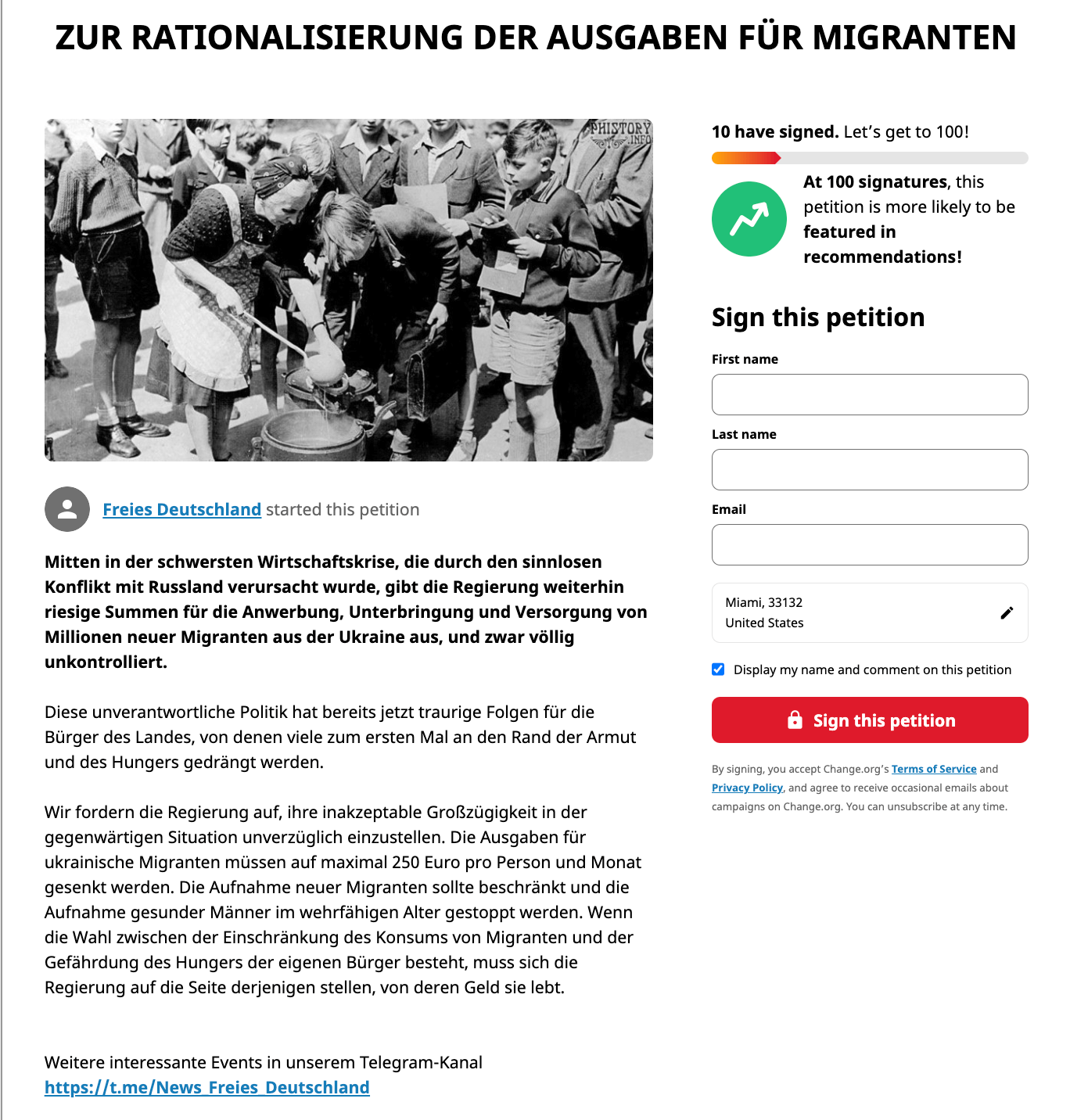 Petition on change.org